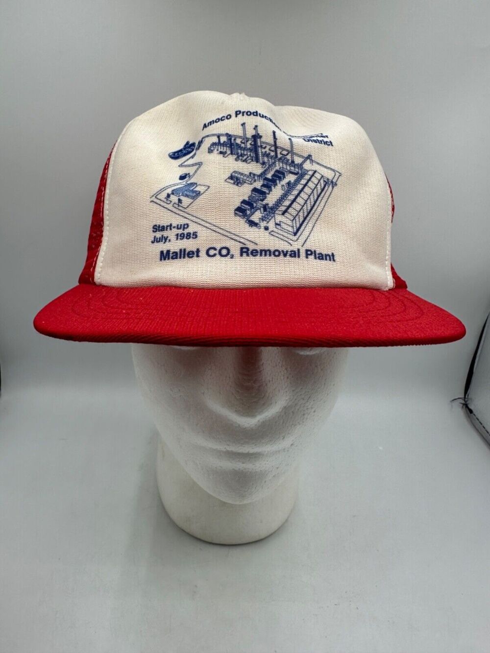 Vtg Amoco Oil Trucker Hat Snapback Made In USA Slaughter District Mallet CO